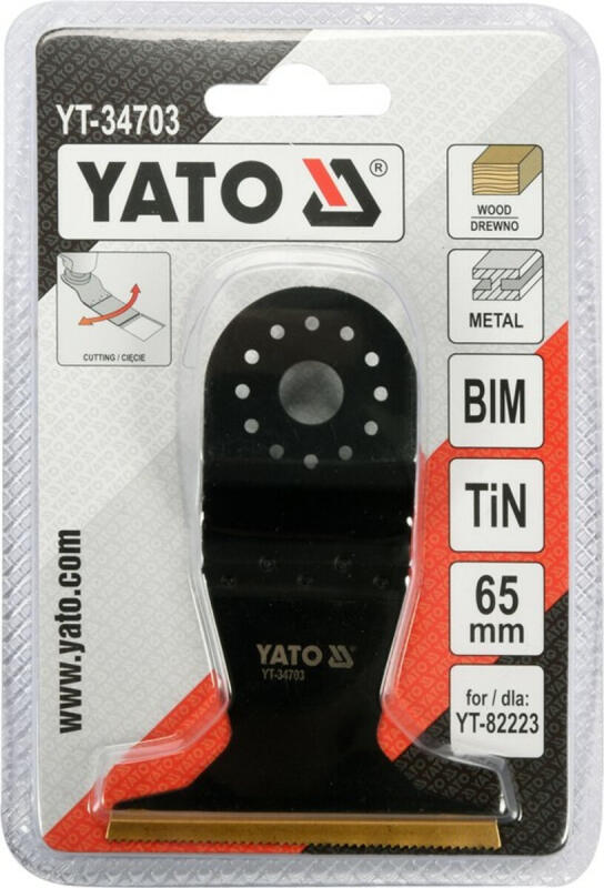 Полотно-насадка режущее биметалл для реноватора YT-82223 YATO по дереву и металлу l=90мм, w=65мм (YT-34703)