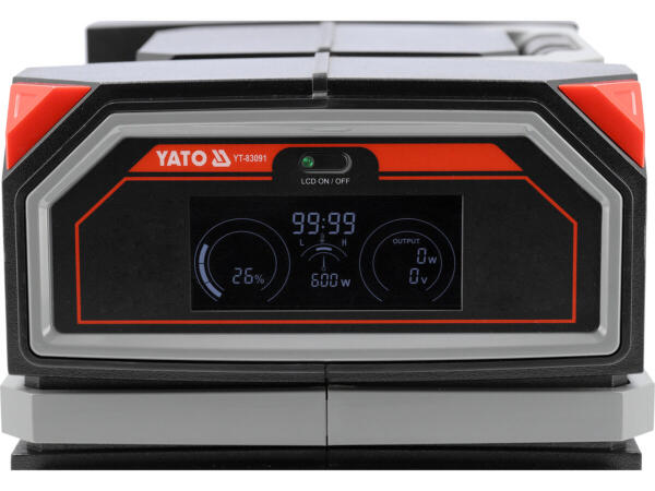 Портативная станция YATO 504 ВтГод, выход 600/1200Вт, порты: 230V AC, разные USB (YT-83091)