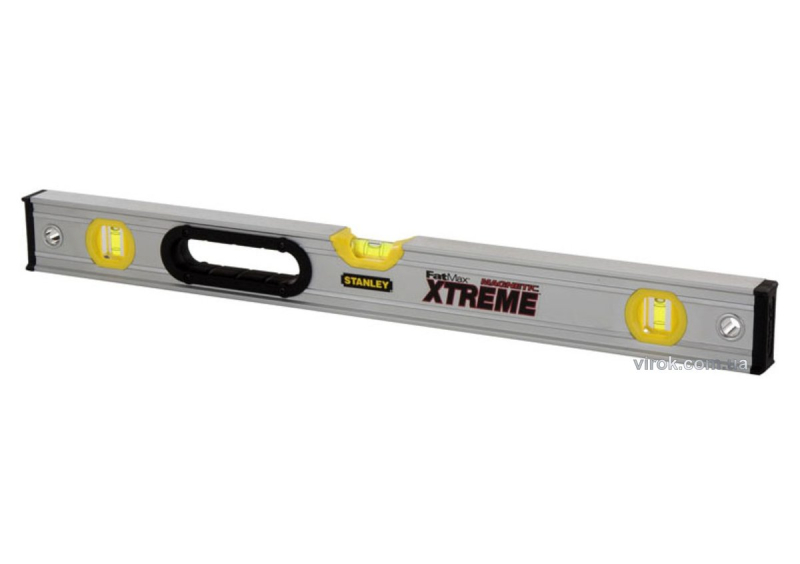 Рівень магнітний STANLEY "FatMax Xtreme" : L= 120 см, 3 капсули, 1 ручка, алюмінієвий