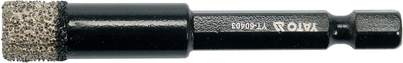 Свердло з алмазним пругом YATO, Ø= 10 мм, l= 65/10 мм, з 6-гран. шпинделем- 1/4"