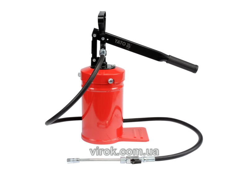 Помпа мастильна YATO : місткість- 4 кг, сопло зі шлангом l= 1.5 м, макс. P= 13.8 MПа