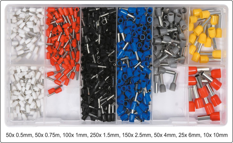 Набір електричних роз'ємів YATO : 8 різних розмірів, 685 шт, в футлярі [5/20]