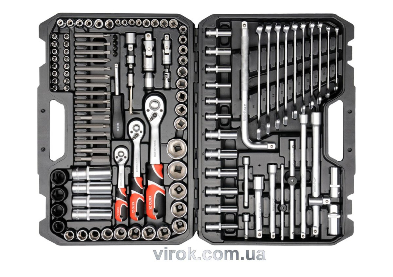 Набір головок торцевих YATO : квадрат 1/2", 3/8", 1/4" з інструментами, насадками. 128 шт. [2]