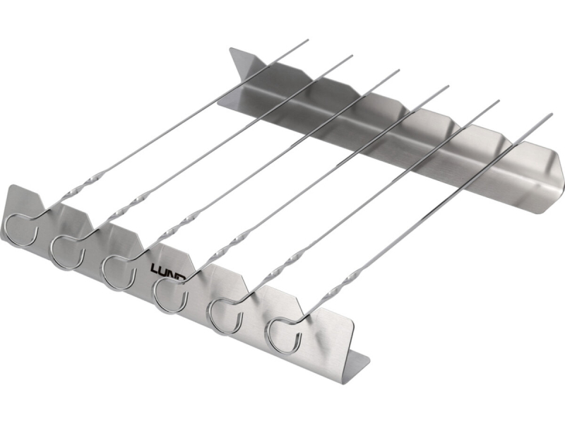 Підставка для шампурів під шашлик LUND на 6 шампурів, 300x 37x 45 мм, шип l= 310 мм, w= 5 мм [36]