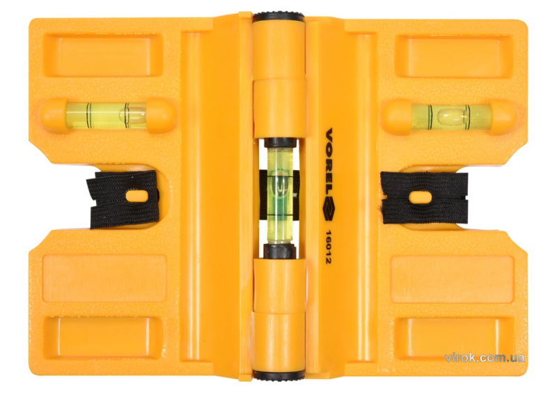 Рівень для встановлення стовбців VOREL з магнітом і капсулами, 190 х 135 мм [25/100]