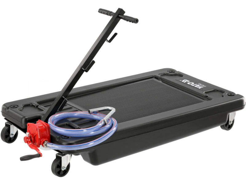 Пристрій для зливу оливи з помпою YATO ванна V= 65 л 111х 70х 15 см, на 4-х колесах, h= 185 мм