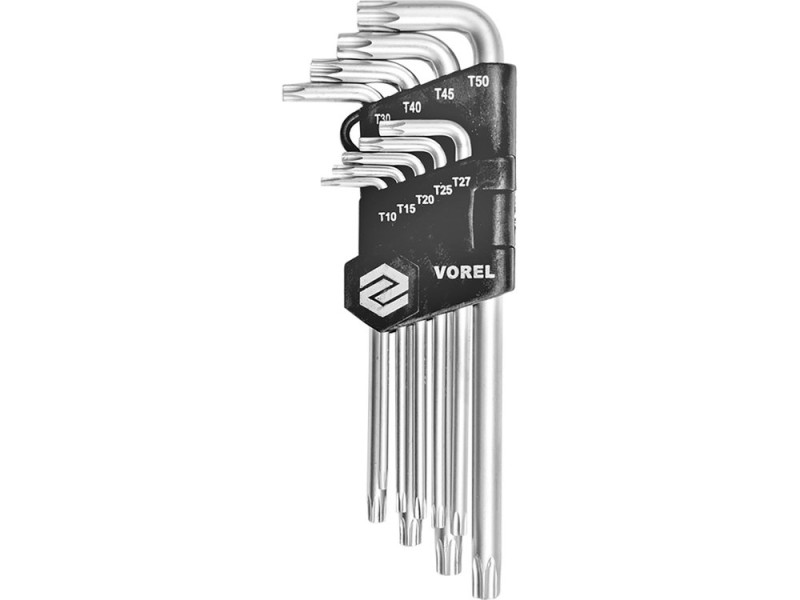 Набір ключів TORX SECUR VOREL 56478, T10-T50, 9 шт