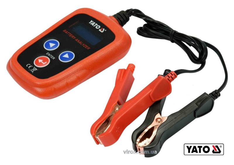 Тестер параметрів акумуляторів YATO : до 12 В, з LED цифровим дисплеєм
