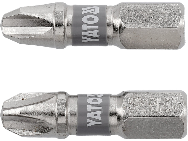 Насадка викруткова YATO PH3 х 25мм. HEX 1/4" нікельована, 2 уп/шт.[10]