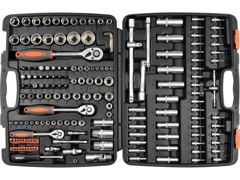 Набір інструментів з тріскачкою 1/4"+3/8"+1/2" STHOR 58688, 173 предмети