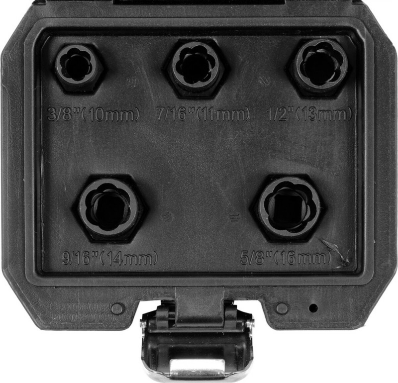 Набір головок для видал. зломаних гвинтів YATO : квадрат 3/8", М10, 11, 13, 14, 16 мм, 5 шт. в футл.