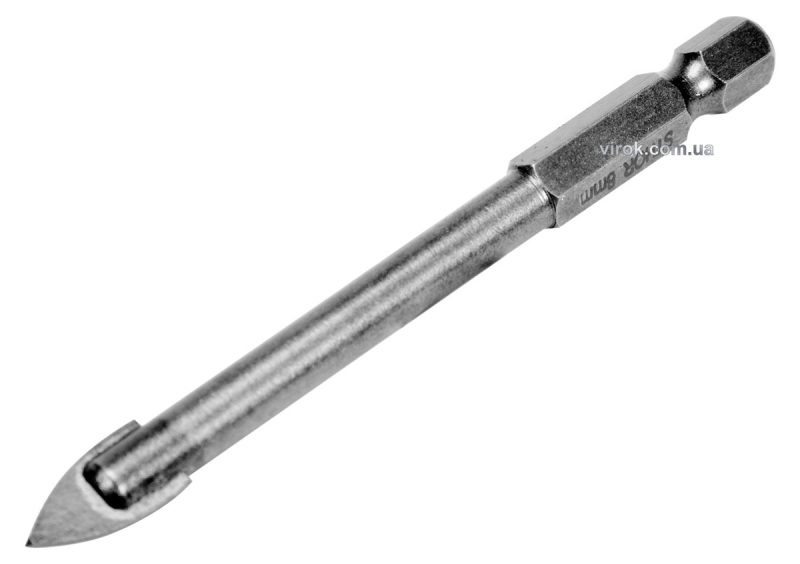 Свердло по склу і кераміці STHOR : YG6X, HEX-1/4", Ø= 8 x 80 мм