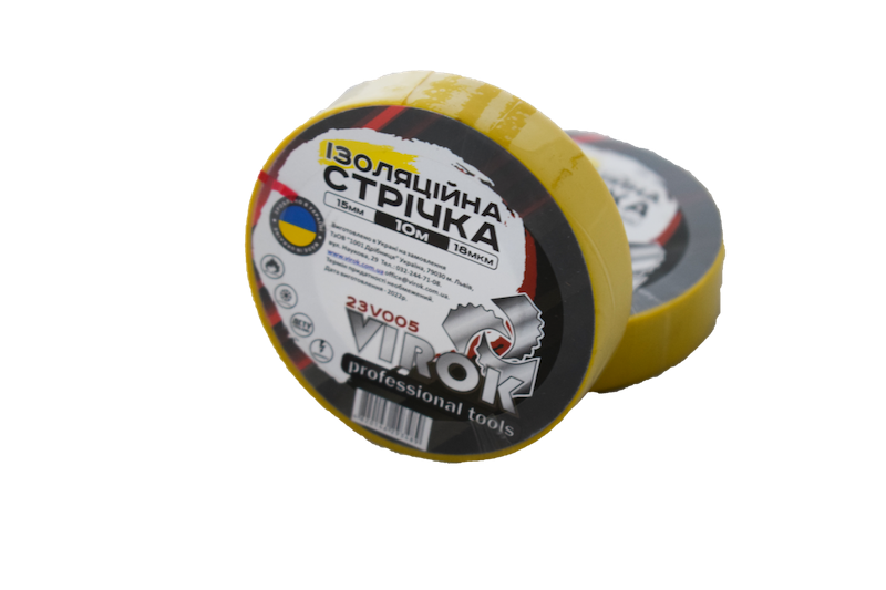 Стрічка ізоляційна VIROK : 15 мм х 10 м x 0,18 мм ЖОВТА