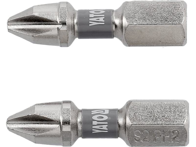 Насадка викруткова YATO PH2 х 25мм. HEX 1/4", покрита нікелем, 2шт.[10]
