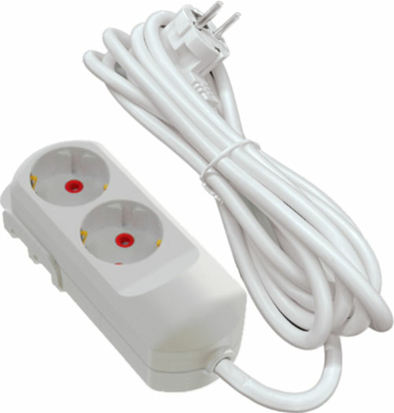 Подовжувач мережевий VIROK: l= 5 м, з 2 гніздами із заземленням