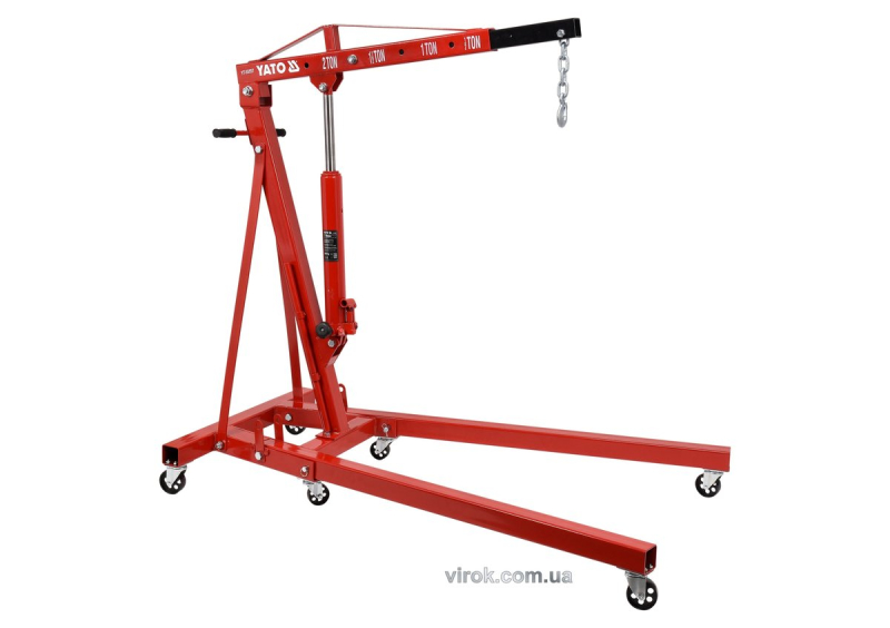 Кран підкатний гідравлічний, розкладний YATO; вантажопід.- 2т, висота- 157 см, діап.- 2,5-230 см