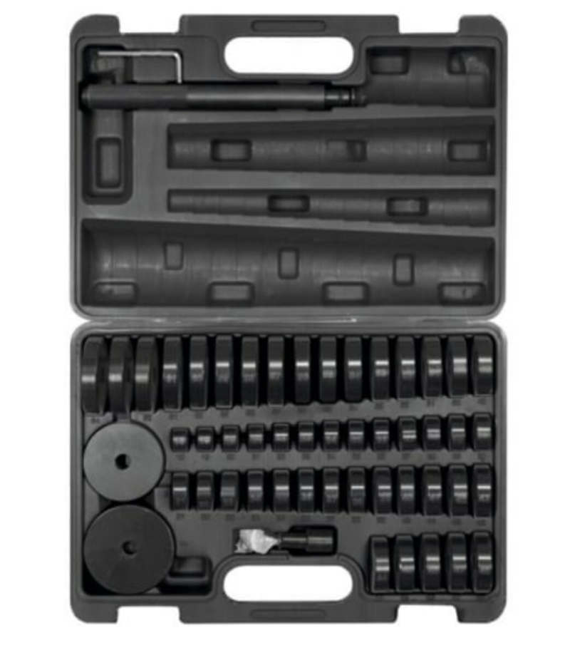 Засоби регуляції підшипників, сальників YATO 2 штифти l= 115/215 мм, перехідники Ø= 18-47 мм, 52 шт