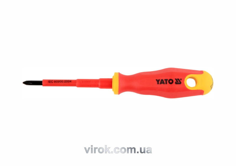 Викрутка хрестова діелектрична ізольована YATO : PH1 x 80 мм. VDE до 1000V [12/120]