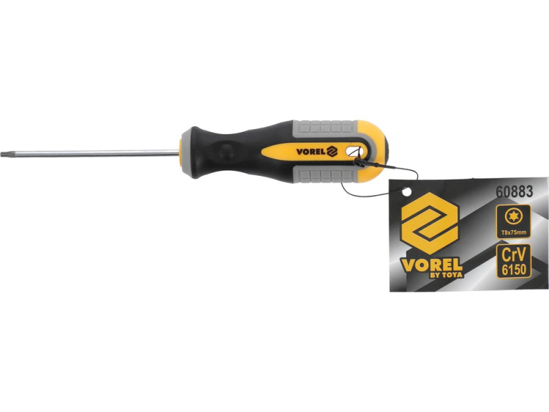 Отвертка звездная VOREL: TORX-Security Т8 х 75 мм. CrV (60883)