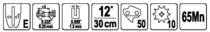 Шина для пили YATO l= 12"/ 30 см (50 ланок)0,325" (8,25 мм).Т-0,058" (1,5мм)YT-849395, YT-84963