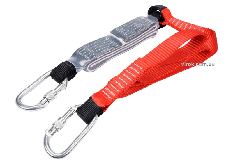 Строп страхувальний з амортизацією YATO l=180 см, w=30 мм, з поліестерової стрічки + 2 карабіни [15]