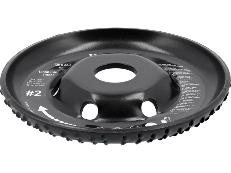 Диск-фреза YATO радіальний до КШМ по дереву, шпаклівці, гіпсу; Ø=120/22.2 мм, t= 16/13мм шорстк №2