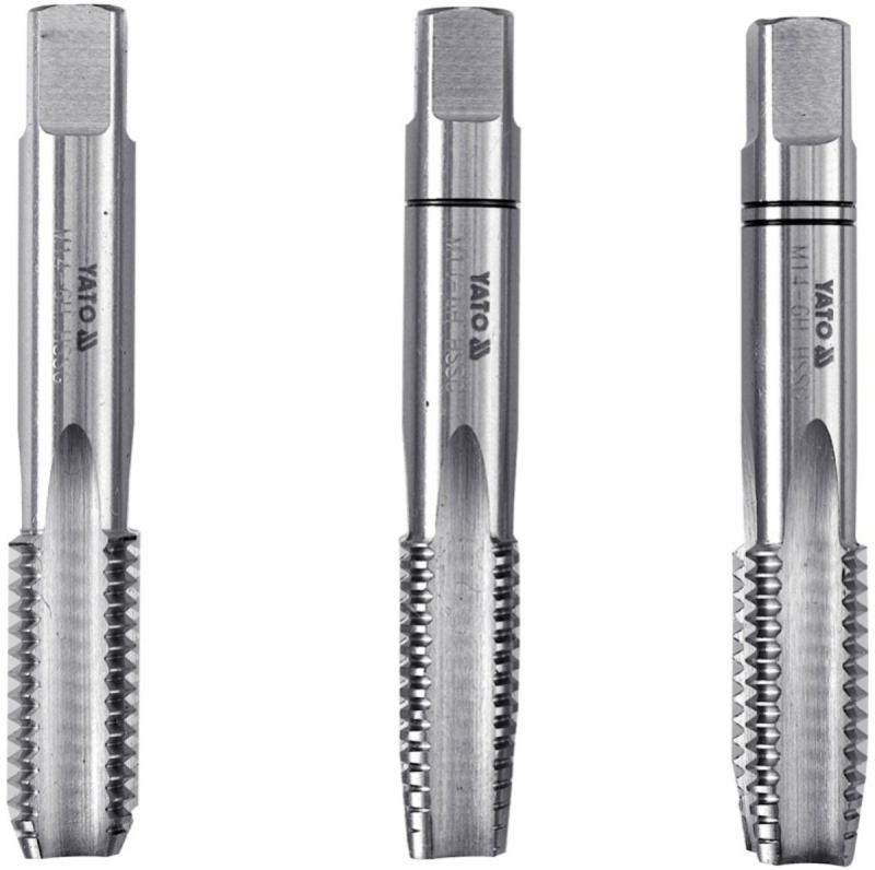 Мітчик YATO М18 х 2.5 мм, HSS М2, l= 95 мм, 3 шт [20/80]