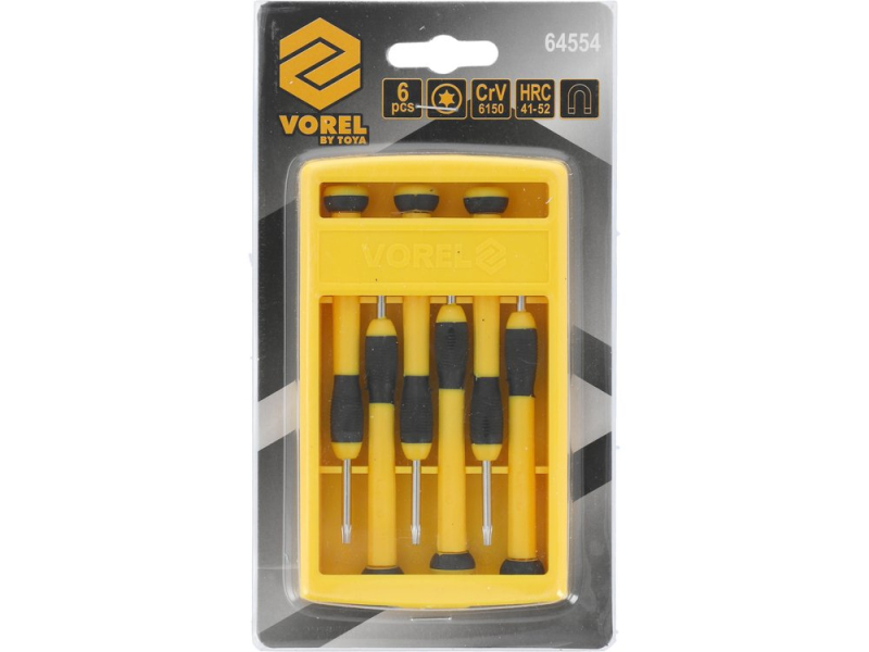 Набор отверток прецизионных VOREL 64554, CrV Torx, 6 шт