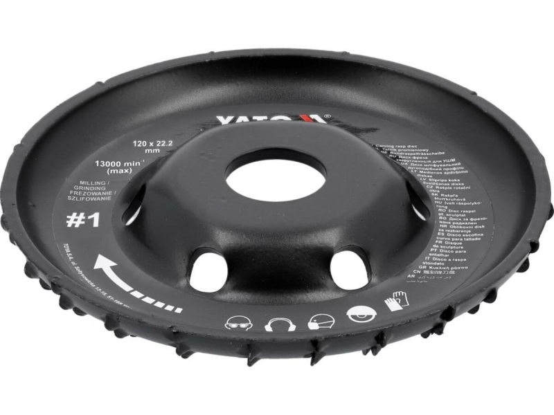 Диск-фреза YATO радіальний до КШМ по дереву, шпаклівці, гіпсу; Ø=120/22.2 мм, t= 16/13мм шорстк №1