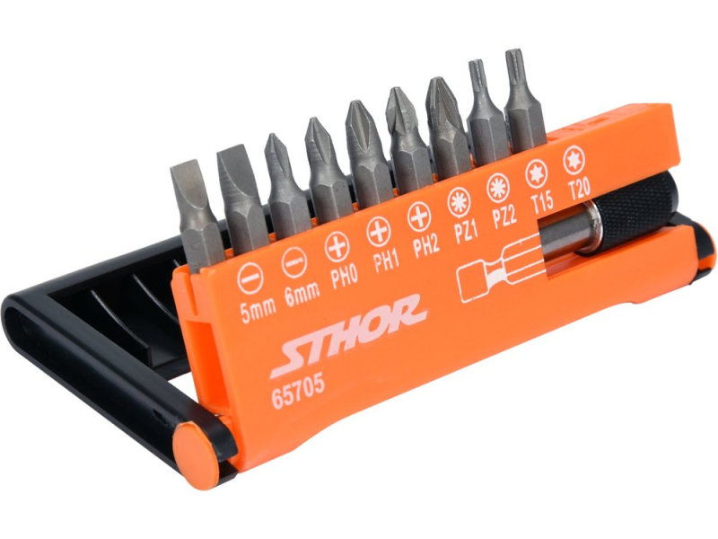 Набір біт STHOR 65705, плоский/PH/PZ/Torx, CrV, 10 шт