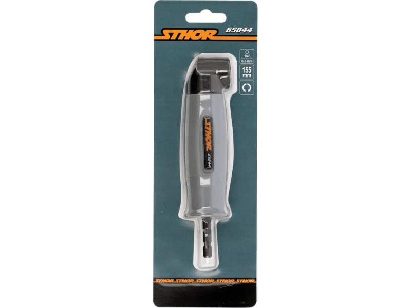 Кутовий адаптер для шуруповерта STHOR 65844, 155 мм, 1/4" HEX, реверс