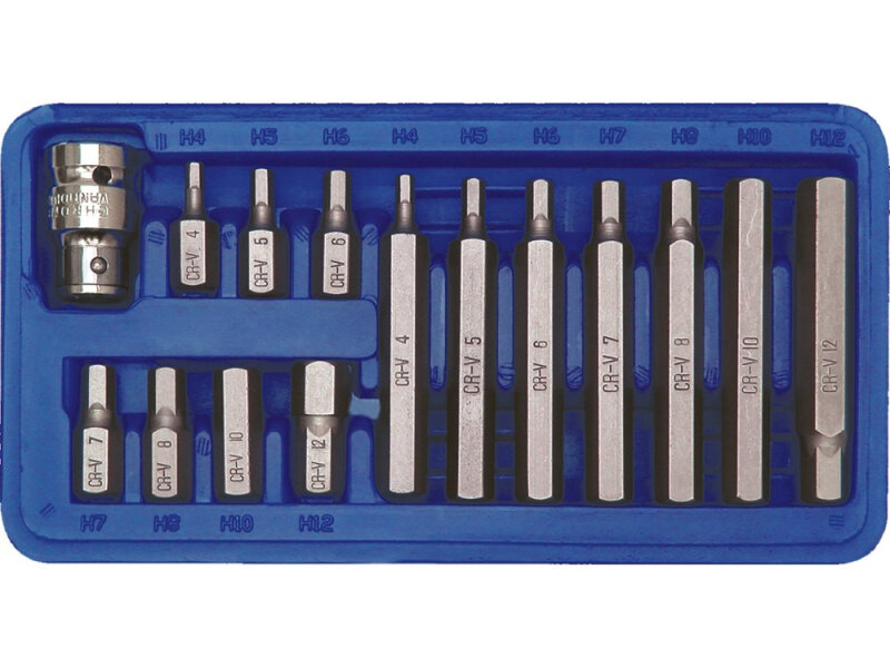 Набір головок-біт HEX H4-H12 VOREL 66720, 3/8" і 1/2", 15 шт