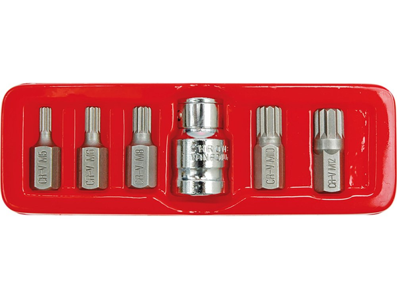 Набір головок-біт Spline M5-M12 VOREL 66760, 6 шт, привід 3/8" і 1/2", CrV