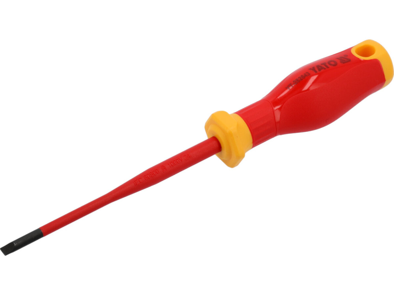 Викрутка з плоским шліцом діелектрична ізольована YATO: SL4 x 100/188 мм, оголений шліц- 17 мм [12]