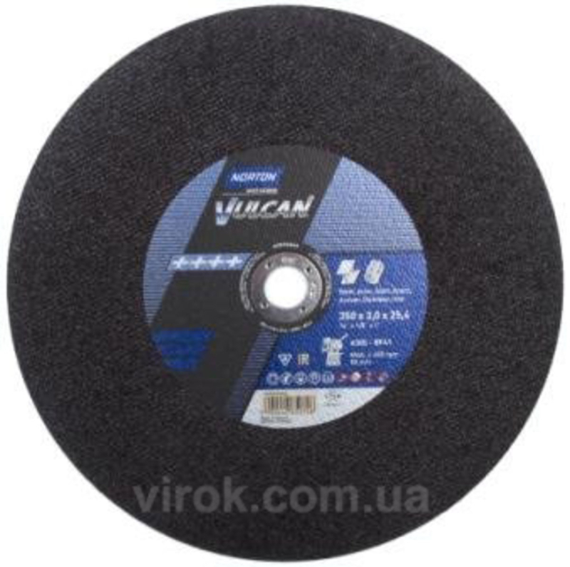 Диск відрізний по металу і нержав. сталі тм "NORTON VULCAN"; Ø= 350х25,4 мм, t= 3.0 мм