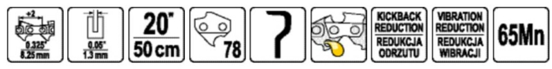 Ланцюг для пили YATO l= 20"/ 50 см (78 ланок)0,325" (8,25 мм).Т- 0,05" (1,3 мм) YT-84905