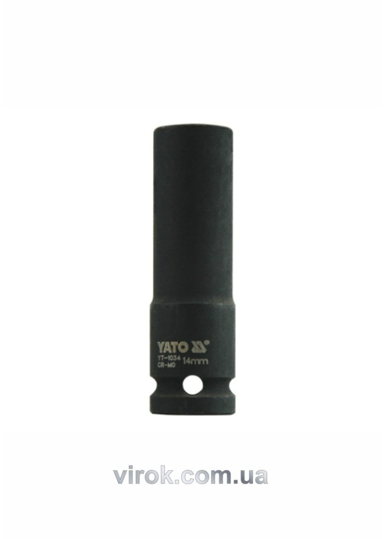 Головка торцева ударна 6-гранна YATO : подовжена, квадрат 1/2", М= 14 мм, L= 78 мм [30/120]