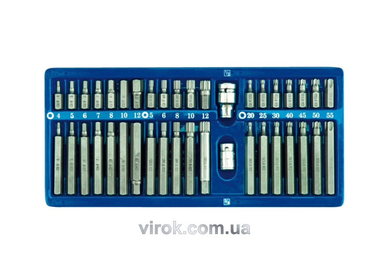 Насадки викруткові (біта) VOREL Cr-V, на тріщатку спеціальні, в метал. боксі. Набір 40 шт. [10]