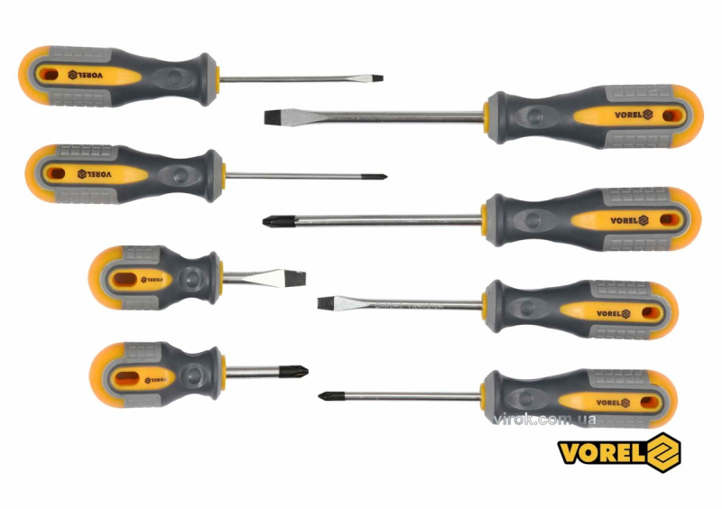 Набір викруток VOREL : SL, PH, Cr-V, 8 шт