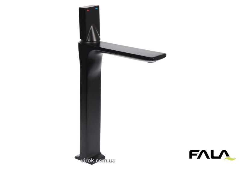 Змішувач води FALA для умивальника високий "NOIR 2" з кульовим регулятором, латунний корпус