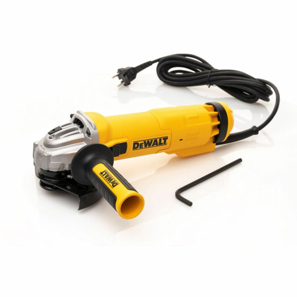 Шлифмашина угловая сетевая DeWalt: P=1400 Вт, 11500 об/мин, диск Ø=125 мм