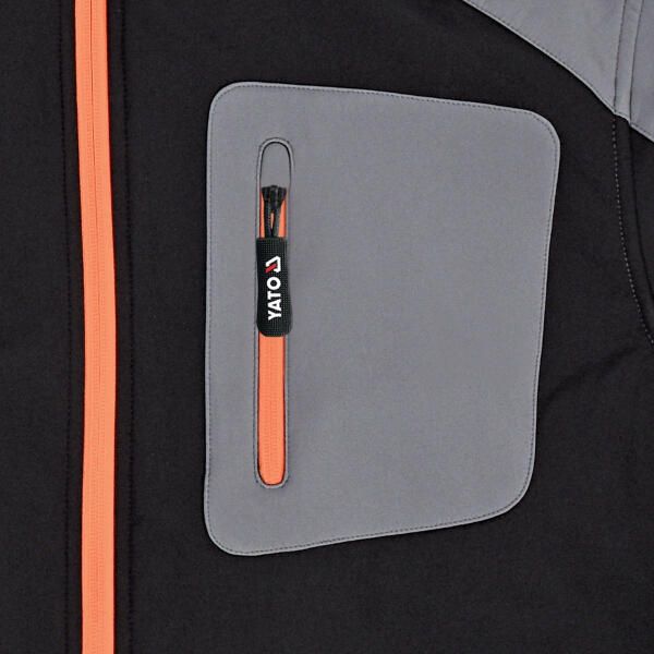 Куртка рабочая SOFTSHELL YATO размер S, черно-серый, 3 кармана, 96% полиэстер и 4% спандекс (YT-79530)
