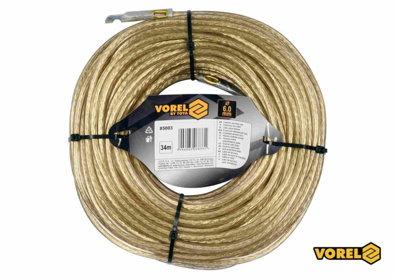Трос сталевий з наконечниками для пломб VOREL : Ø6 мм x 34 м [12]