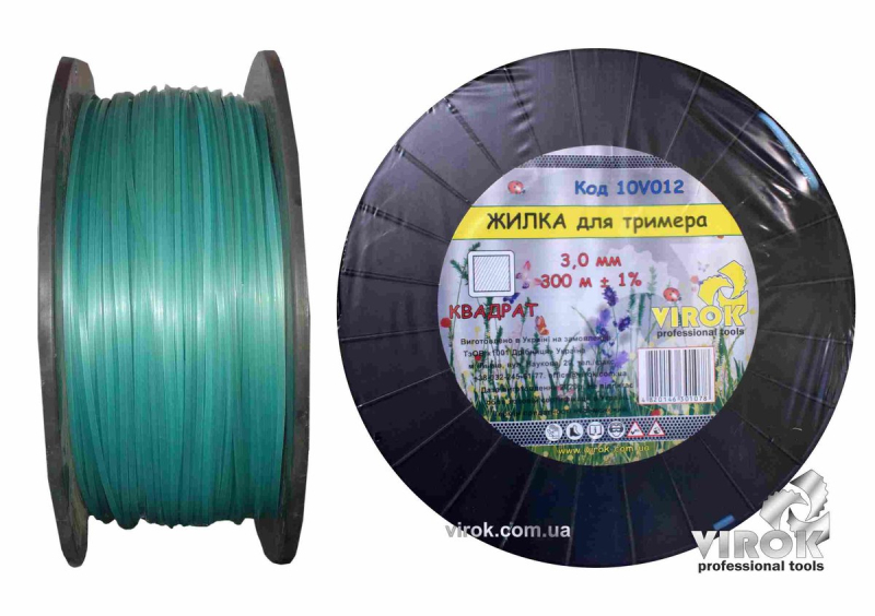 Жилка для тримера "КВАДРАТ" TM VIROK : Ø= 3.0 мм, l= 300 м (бобіна)