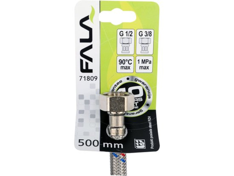 Шланг гнучкий для змішувача FALA 71809, 1/2"(F)×3/8"(F), 500 мм, нержавіюче обплетення