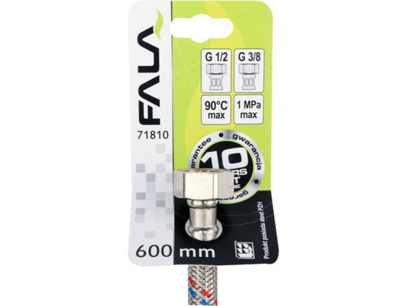 Шланг гнучкий для змішувача FALA 71810, 1/2"(F)×3/8"(F), 600 мм, нержавіюче обплетення