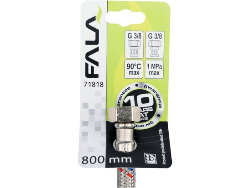 Шланг гибкий для смесителя FALA 71818, 3/8"(F)×3/8"(F), 800 мм, нержавеющая оплетка