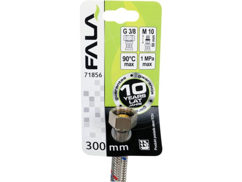 Шланг гнучкий для змішувача FALA 71856, 3/8"(F)×M10×1(M) 50 мм, 300 мм, нержавіюче обплетення