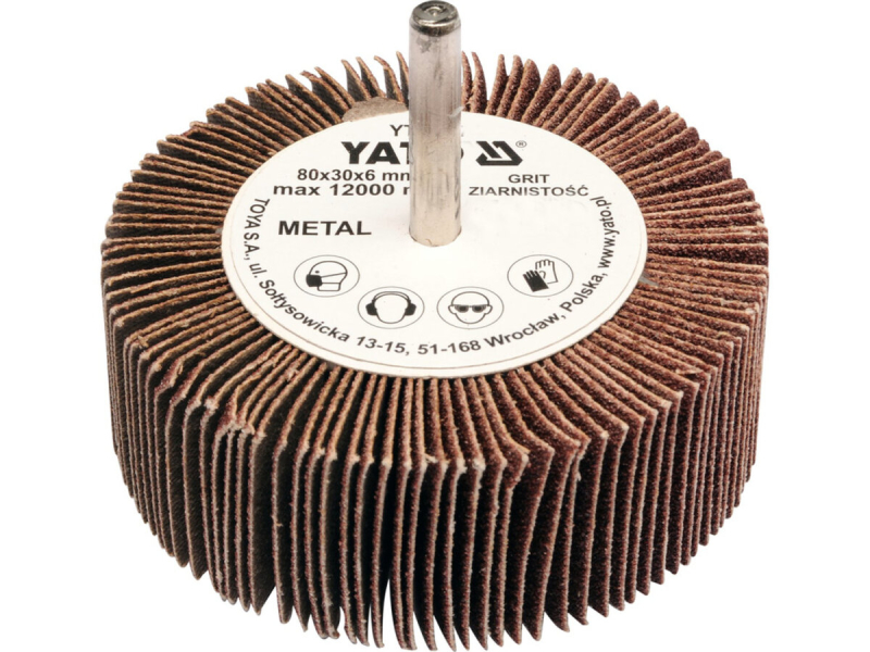 Круг пелюстковий шліфувальний YATO P120, Ø= 80 мм h= 30 мм, шпиндель Ø= 6 мм [10/60]