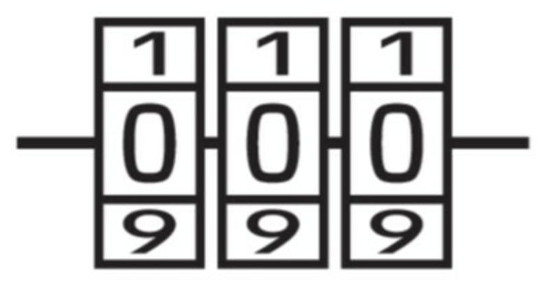 Замок навісний з кодовим замиканням VOREL: латунний корпус- 25х 10,2х30,4 мм, стал дуга- 22х12х 4 мм